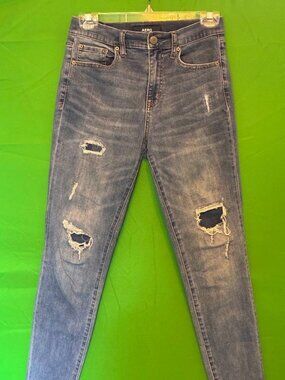 Aeropostale Aero Skinny Jeans Women’s 8 High Rise Distressed Stretch Blue Denim
